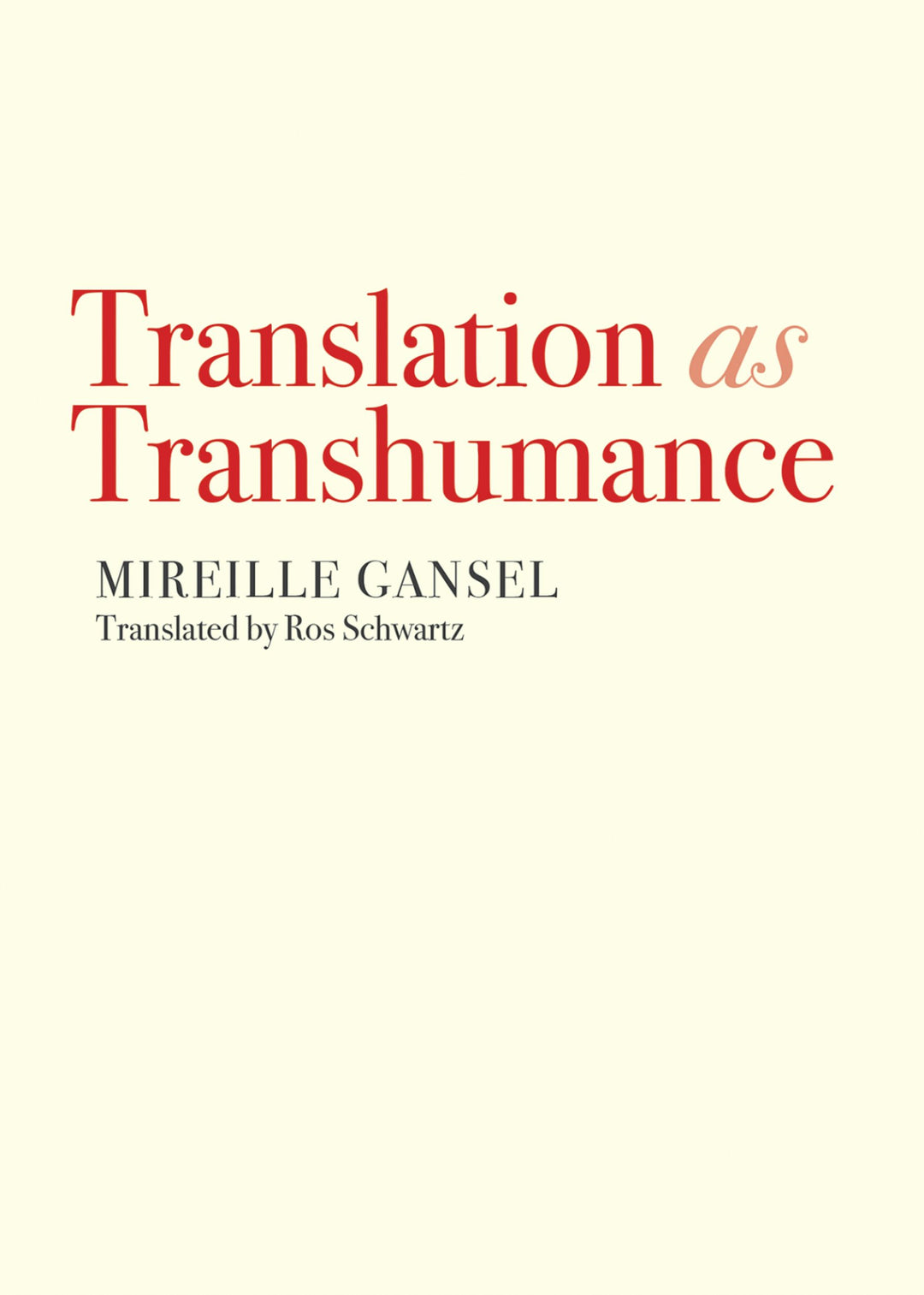 Cover image for Translation as Transhumance, isbn: 9781558614444